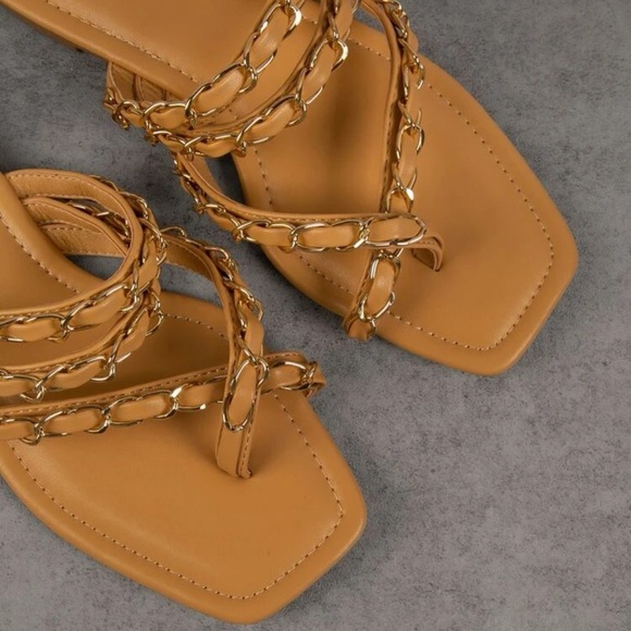 Square Toe Chain Decor Strap Sandals- 10 - Picture 4 of 4